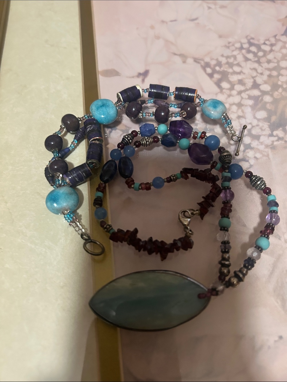 Handcrafted Multicolor Beaded Women’s Necklace — Larimer, Turquoise & Purple sto